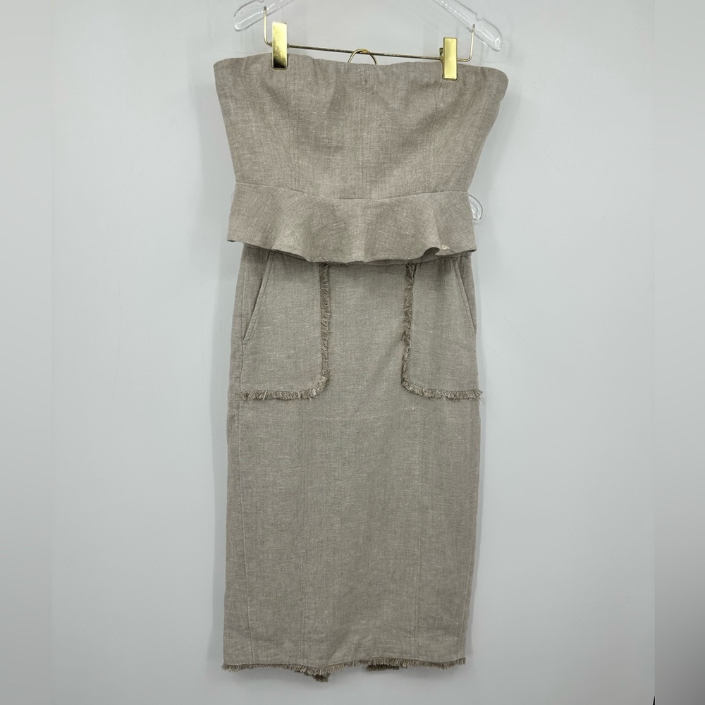 *J Crew Matching Set Heavyweight Linen Peplum Top Midi Skirt | AT630